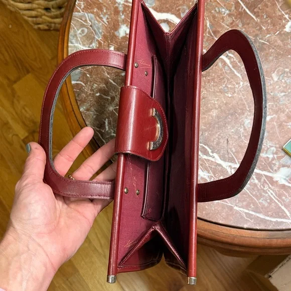 Vintage 60s-70s Etienne Aigner Leather & beige rattan purse - Picture 3 of 3